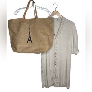 OC STYLE Linen Dress Size S & Paris Tweed Bag